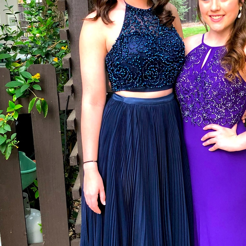 Navy Blue Two Piece Sherri Hill Gown